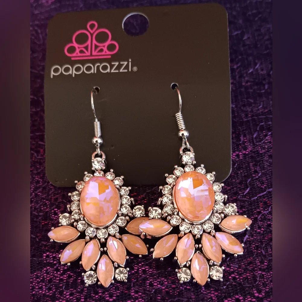 Paparazzi Blush and Silver Statement Earrings - Picture 5 of 5